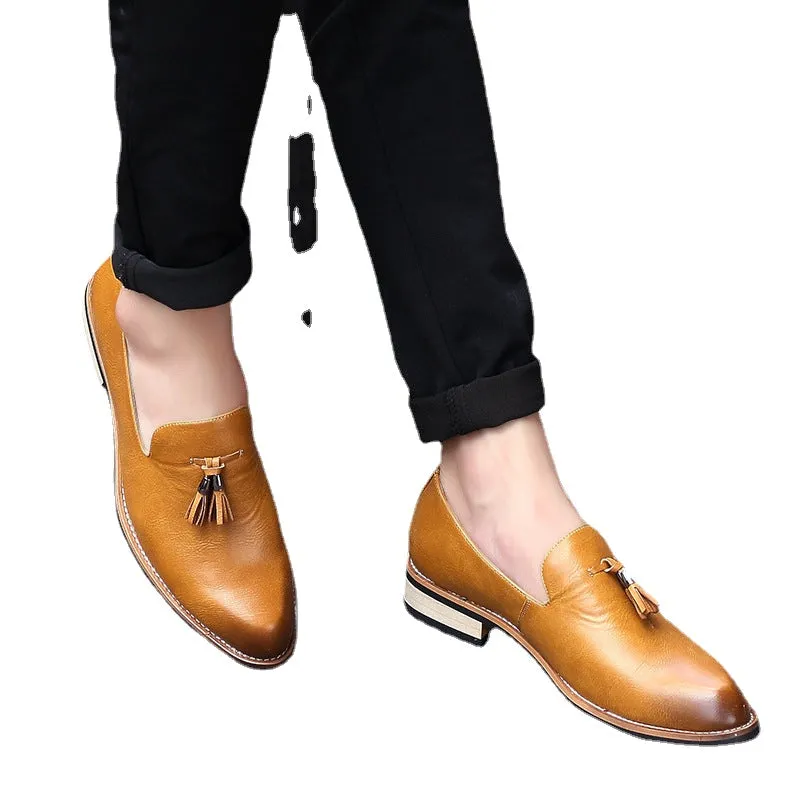 men's leather shoes retro fashion casual trendy men
